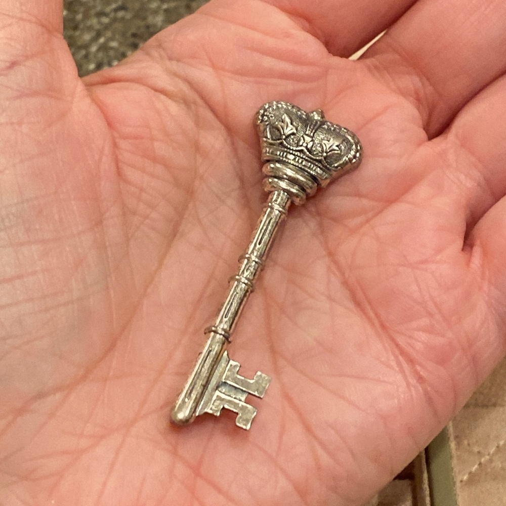 Vintage Sterling Silver Key Brooch